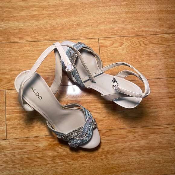 Beige Bedazzled Two Toned Heels - Picture 4 of 4